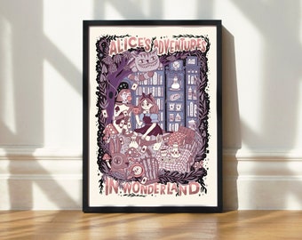 Art Print | Alice in Wonderland | Hand Lettered Illustration Print by Steph Says Hello | UNFRAMED