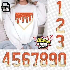 Dripping  Numbers|Sprinkles Ice Cream Numbers|Dripping Homeplate|Drip Clipart|Orange/Teal Softball|Home Plate drip
