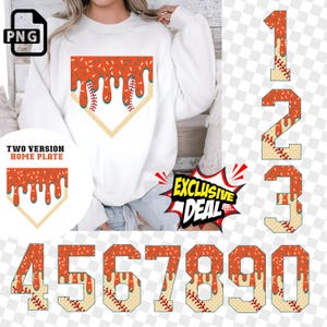 Dripping  Numbers|Sprinkles Ice Cream Numbers|Dripping Homeplate|Drip Clipart|Orange/Teal Softball|Home Plate drip