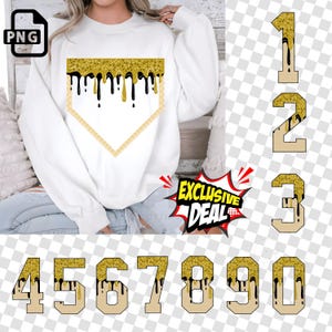 BLACK Jersey Dripp Numbers|Sprinkles Ice Cream Numbers|Dripping Homeplate|Drip Clipart|Dripping Softball|Home Plate drip