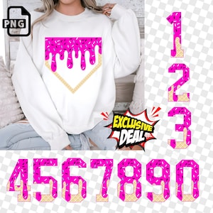 Pink Jersey Dripping  Numbers|Sprinkles Ice Cream Numbers|Homeplate  PNG|Dripping Homeplate|Pink drip Softball|Home Plate drip
