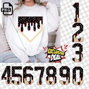 BLACK and RED Jersey Dripping  Numbers|Sprinkles Ice Cream Numbers|Homeplate  PNG|Dripping Homeplate baseball