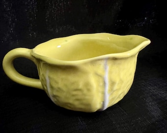 Vintage SECLA Portugal Yellow Cabbage Creamer Majolica Pottery