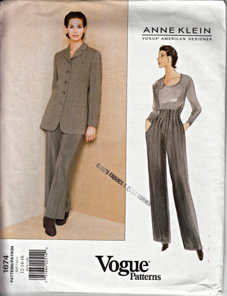 1990s Designer Suit Pattern Vogue 1674 Vogue American | Etsy