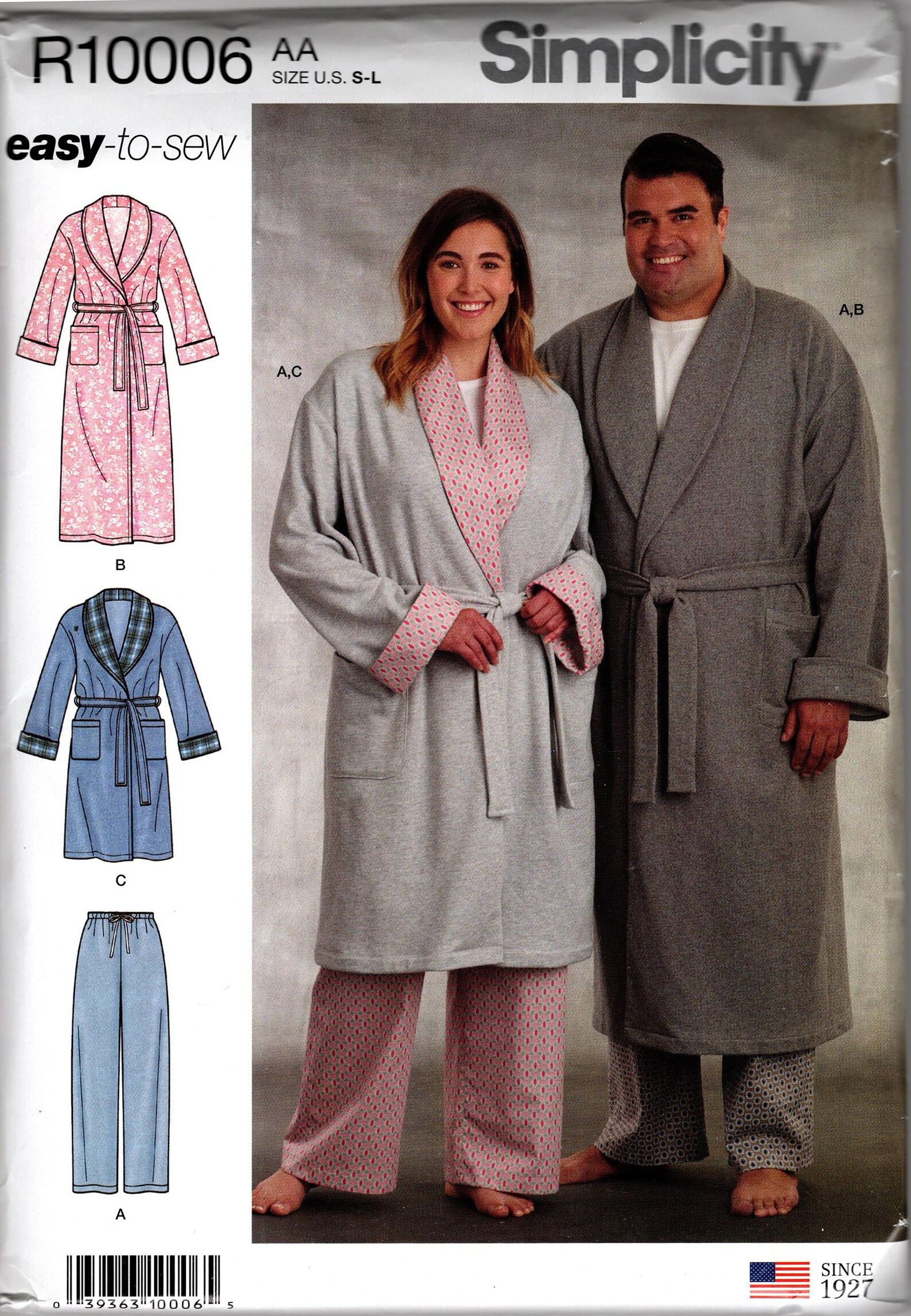 Sewing Pattern for Men's and Women's Robe in Two Etsy