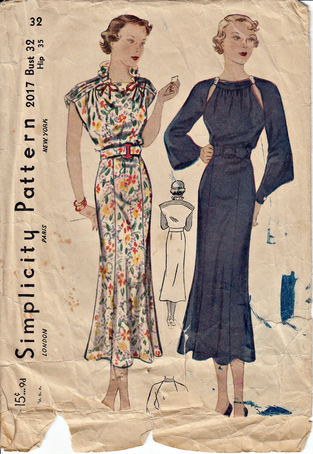 1930's Classic Dress Pattern Simplicity 2017 Unprinted Out of Print 30's Dress Pattern Vintage Sewing Pattern UNCUT, Factory Folded Bust 32 1930's Classic Dress Pattern Simplicity 2017 Unprinted Out of Print 30's Dress Pattern Vintage Sewing Pattern UNCUT, Factory Folded Bust 32