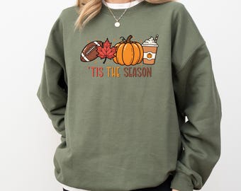 Sudadera de fútbol de otoño "Tis' The Season" - Camiseta de jugador de Halloween
