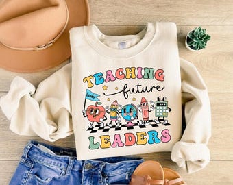Sudadera "Enseñando a Futuros Líderes", cuello redondo inspirador para docentes, regalo escolar para educadores