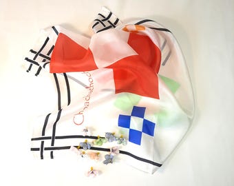 100% silk scarf limited edition 50x50cm with contemporary geometric design and handcrafted finish