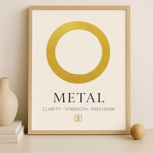 Minimalistische Metallelement-Wandkunst - Feng Shui druckbares Poster - Klarheit Stärke Präzision - Zen Digitaler Download