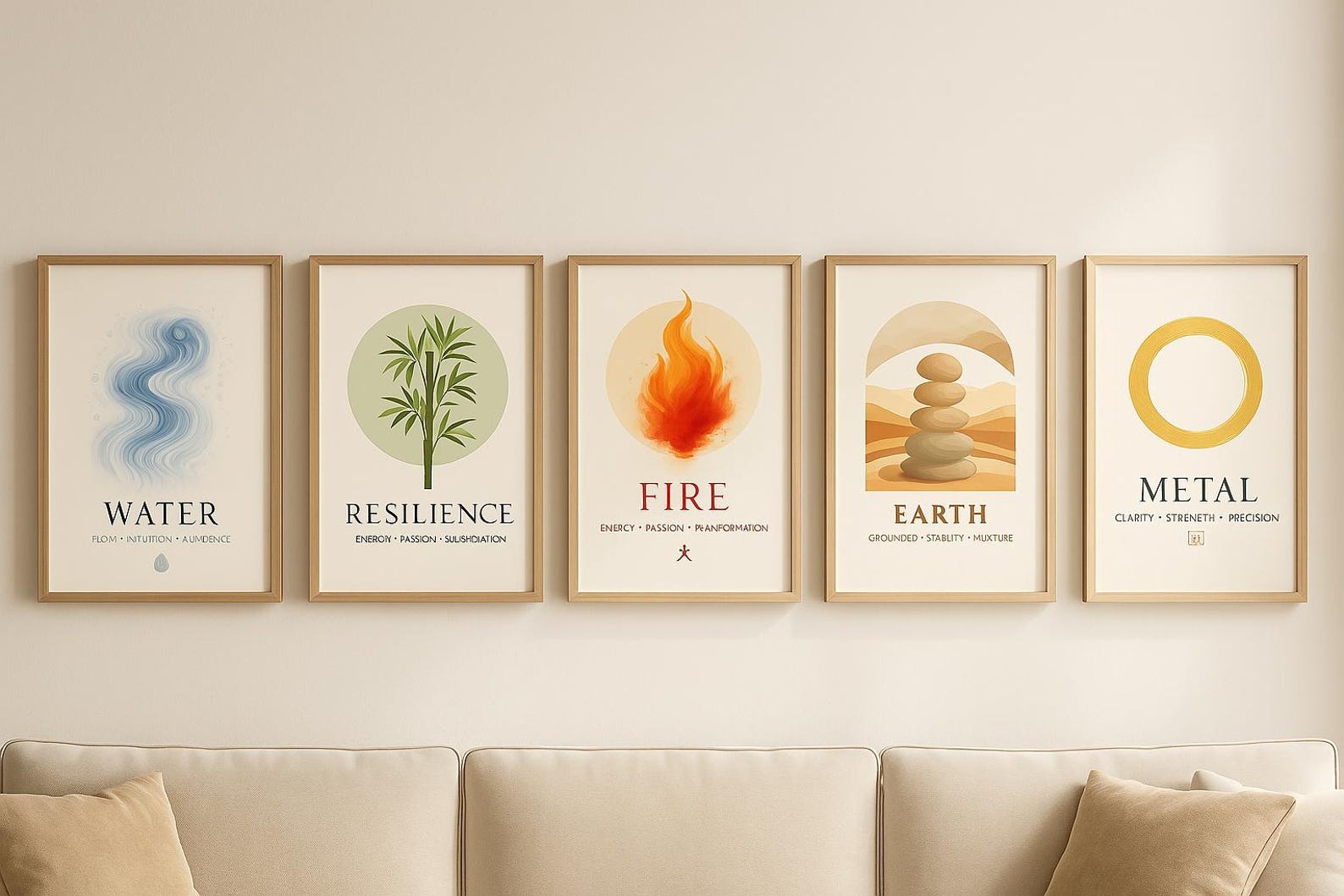 Five Elements Wall Art Set – Feng Shui 5 Elements Poster Collection ...