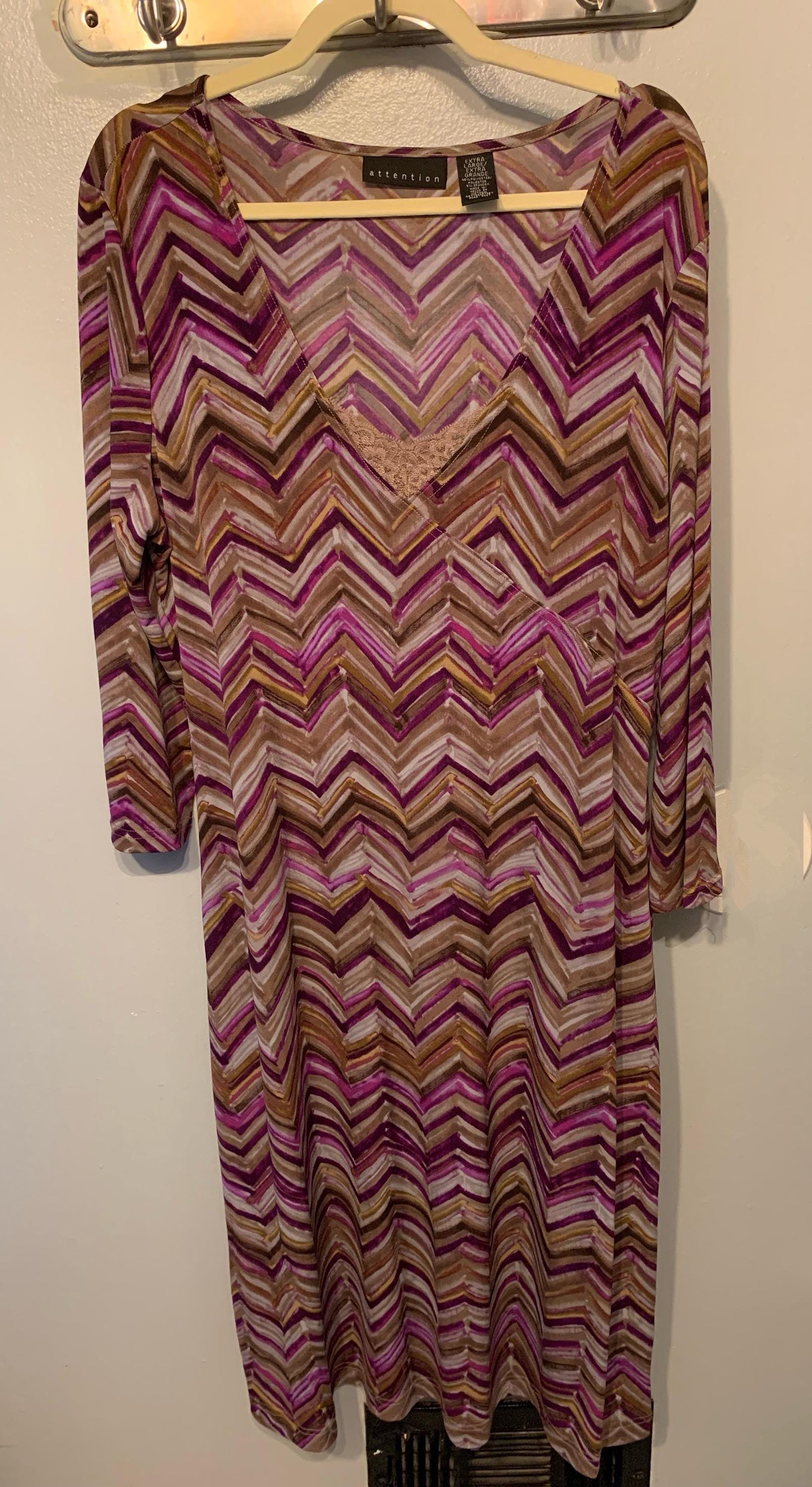purple and gold chevron dress Vintage Attention Brand Printed XL royal purple purple and gold dress