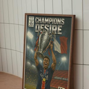 Paris Saint Germain PSG Champions League Winners 2025 Comic Book Wall Art Poster - Desire Doue Champion. (DIGITAL DOWNLOAD Option)
