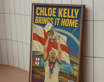 Plakat ścienny z komiksem „Chloe Kelly, zwyciężczyni Euro 2025” – zwyciężczyni Euro 2025 (OPCJA Z DOSTAWĄ FIZYCZNĄ)