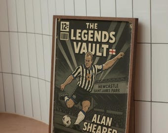 Alan Shearer Newcastle Comic Book Print Wall Art Poster - The Legends Vault. (PHYSICAL DELIVERED OPTION)