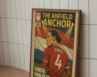 Virgil Van Dijk Liverpool Comic Book Print Wall Art Poster - The Anfield Anchor. (PHYSICAL DELIVERED OPTION)