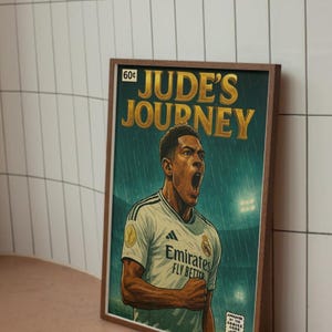 Jude Bellingham Real Madrid Comic Book Print Wall Art Poster - Jude’s Journey. (PHYSICAL DELIVERED OPTION)