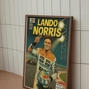 ランド・ノリス F1 コミックブックプリント ウォールアートポスター - チームマクラーレン。(デジタルダウンロードオプション)