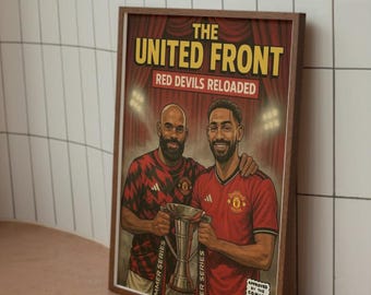 Bryan Mbuemo Mattheus Cunha Manchester United Comic Book Print Wall Art Poster - The United Front Red Devils. (DIGITAL DOWNLOAD OPTION)