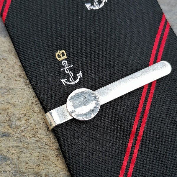Personalised Silver Fingerprint Tie Slide Custom Tie Pin Actual Fingerprint Tie Clip Men's Father's Day Dad's Birthday Grandad Personalised