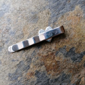 Personalised Silver Fingerprint Tie Slide Custom Tie Pin Actual Fingerprint Tie Clip Men's Father's Day Dad's Birthday Grandad Personalised image 5