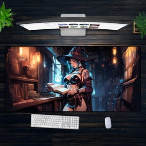 Gothic Sorceress Anime XXL Maus Pad – Dunkle Magie Schreibtischmatte, Witchcore Otaku Decor, Verführerische Spellcaster Art, Fantasy PC Einrichtung Geschenk