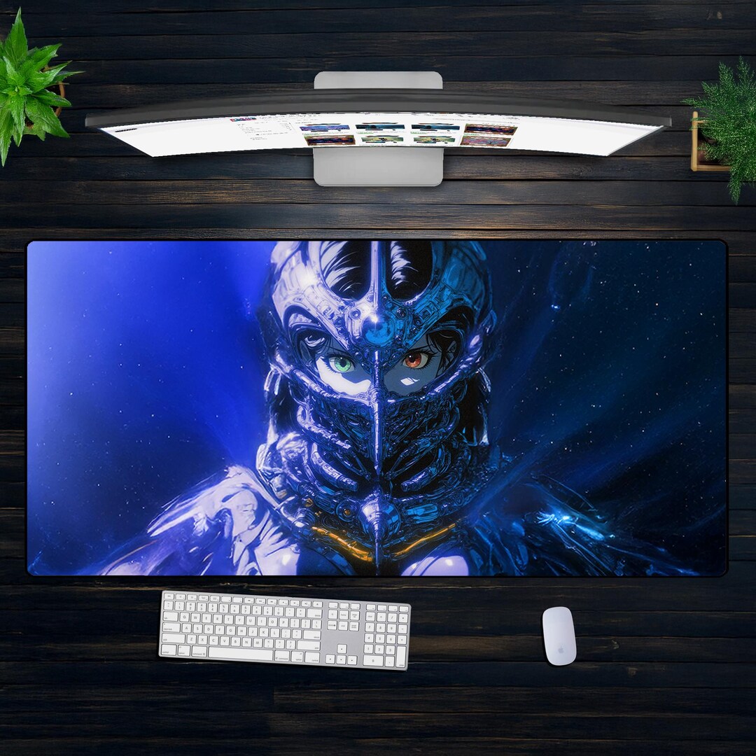 Galactic Warrior XXL Gaming Mouse Pad, Futuristic Armor Desk Mat, Sci ...