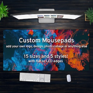 Custom Desk Mat Gaming Mousepad, Personalized Photo Print, xxl xl Large RGB LED customizable Deskmat, Extra Large Mouse Pad Gift for Gamers