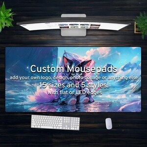 Custom Desk Mat Gaming Mousepad, Personalized Photo Print, xxl xl Large RGB LED customizable Deskmat, Extra Large Mouse Pad Gift for Gamers