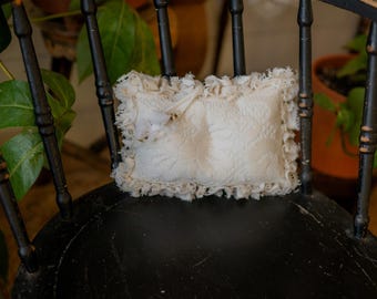 White vintage lace pillow and headband set