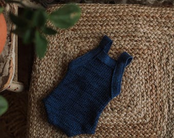 NB OOAK  blues ribbed edged romper