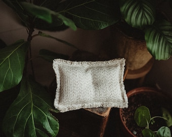 SALE!  Neutral frayed edge pillow