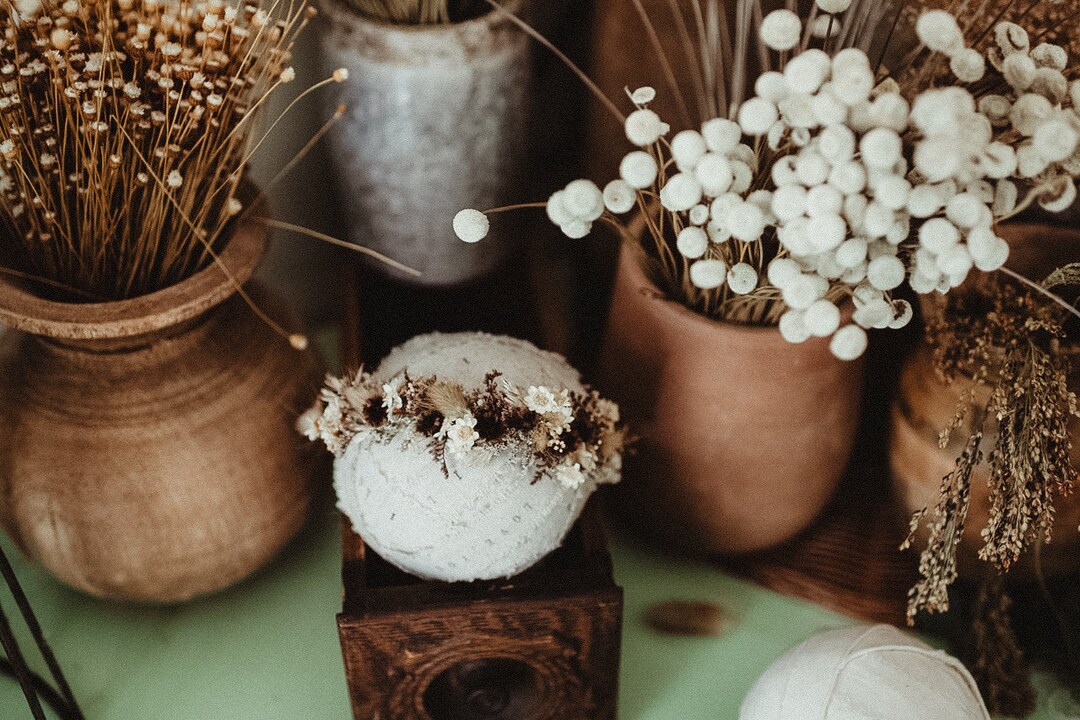Purple and Cream Dried Floral Halo Etsy