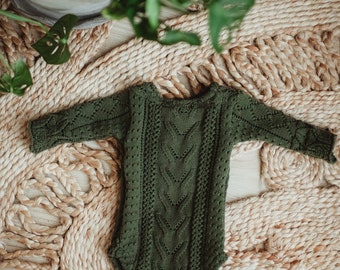NB green upcycled sweater romper