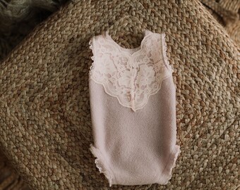 NB sugarplum pink and lace onesie romper