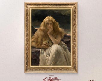Arte mural feminista de brujas, interiores oscuros y melancólicos, regalo femenino, decoración ocultista para el hogar, descarga digital