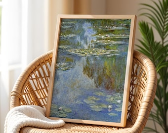 Impresión digital vintage de Nenúfares de Monet / Pintura impresionista de la naturaleza / Descarga de bellas artes clásicas para decoración del hogar