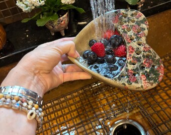 Handmade Ceramic Berry Bowl | Stoneware Colander Bowl | Fruit & Vegetable Washer | Artisan Pottery Kitchen Gift. Boho chic art you can use.