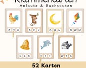 Buchstaben lernen Klammerkarten | Anlaute Alphabet üben | Lesen lernen | Vorschule Material Montessori Lernspiel | PDF digital Druck