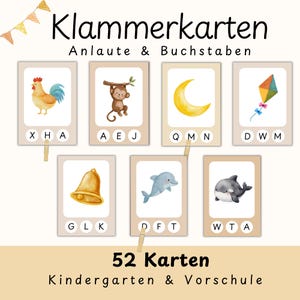 Learning initial sounds with clothespin cards | Practicing the alphabet's first letters | Educational toy for kindergarten and preschool | Template PDF download