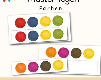 Muster & Farben Legespiel | Konzentration Feinmotorik| Kindergarten Kita Material Vorschule | Montessori Spiel | Sortierspiel | PDF