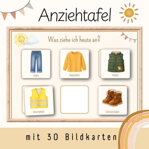 Anziehtafel Montessori | Bildkarten Kleidung Wetter | Organisation Material Erzieher | Kindergarten Kita Vorschule | PDF Deutsch