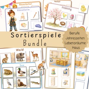 Sorting Game BUNDLE | Montessori Puzzle Game: Professions, Seasons, Animals, Home | Educational Toy for Daycare and Kindergarten | Teacher Material PDF Print