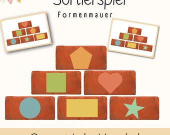 Sortierspiel Backsteine Formen & Muster | Lernspiel Geometrische Formen | Konzentration Förderung | Kindergarten Kita Vorschule | PDF