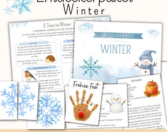 Entdeckerpaket Winter | Material Arbeitsblätter Montessori| Natur, Tiere, Basteln, Jahreszeiten entdecken | Projektmappe Vorschule | PDF