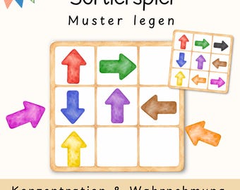 Juego de clasificación de colores y direcciones | Percepción, concentración | Materiales para preescolar y jardín de infancia | Rompecabezas para aprender colores | PDF