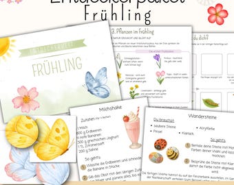 Entdeckerpaket Frühling| Material Sortierspiel Montessori| Natur, Tiere, Basteln Kinder| Projektmappe Frühling Kindergarten Vorschule  | PDF