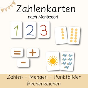 数字カード1～10｜数字と数量の学習カード｜モンテッソーリ式数え方学習｜保育園、幼稚園、保育園｜学習ゲーム絵カード（PDF）