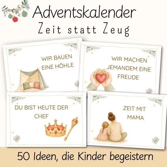 Adventskalender "Zeit statt Zeug" | DIY Basteln & Aktivitäten Advent| Familienaktivität| Kindergarten Vorschule Grundschule  PDF digital