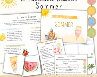 Entdeckerpaket Sommer| Material Arbeitsblätter Montessori| Natur, Tiere, Basteln Kinder| Projektmappe Sommerferien Vorschule | PDF